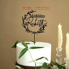Customized Mr. & Mrs. Cake Topper, Gold Acrylic Wedding Cake Decorations, Personalized Rustic Anniversary Cake Topper, Wedding Name Tags - F-mr. & Mrs. Wedding Cake Label - View 10