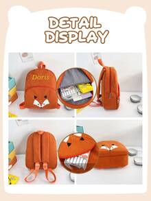 Customized Corduroy Animal Backpack, Cute Small Backpack, Cartoon Zipper Bag, Lightweight Design, Shoulder Backpack, Travel Backpack, Daily Fashion Cute Shoulder Bag, Multipurpose Backpack, Personalized Name Embroidered, Back To School - Multicolor - View 5