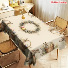 1/20pcs Easter Theme Tablecloth, Elegant Rabbit, Egg, Wreath Pattern Printed Tablecloth, Suitable For Easter Celebration, Picnic, Home, Kitchen, Dining, Spring Decor, Easter Gift, Home Decoration - Multicolor - View 16