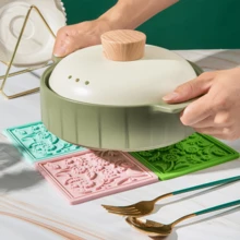 Heat Resistant Silicone Mats, Pot Holders, Rectangular Insulation Pad Set, Suitable For Hot Pots, Plates, Coasters And Placemats, Multi-Functional Desktop Protection, Kitchen Supplies - Multicolor - View 2