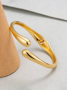 2pcs 18K Water Drop Bangle Bracelets, Suitable For Any Occasion - Gold + Silver - View 9