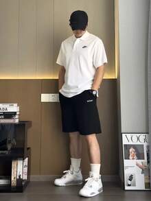 Nike Sportswear 纯色 Logo 休闲运动 Polo 衫，男款，白色 - 白色 - 查看 8