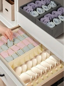 1 peça/4 peças/6/7/8/24 Caixa de Armazenamento de Roupa Íntima com Divisórias, Caixa de Armazenamento Dobrável de Estilo de Gaveta com Tela, Organizador de Sutiã, Meias, Gravata, Caixa Organizadora para Armário, Design Multicamadas, Adequado para Meias, Roupa Íntima e Roupas - Adequado para Armário e Gavetas, Caixa Organizadora de Roupa Íntima Dobrável, Design Empilhável, Caixa Organizadora de Roupa Íntima - Multicolorido - Visão 7