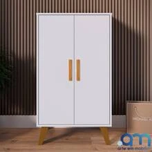 Shoe Rack Multipurpose Cabinet Organizer For Bedroom/Laundry Room, Retro Style, 2 Doors, 3 Shelves - 白色 - 查看 2
