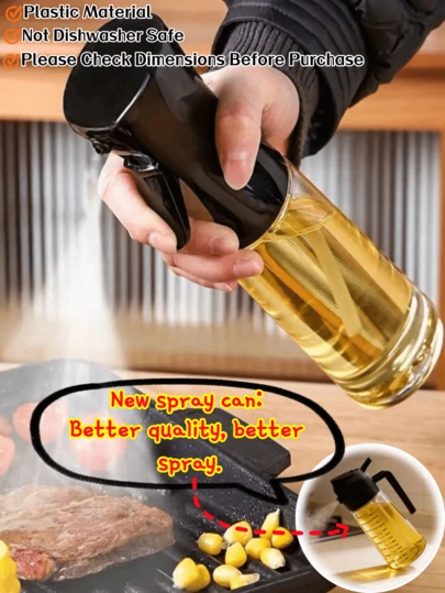 1 pieza Rociador negro premium, adecuado para cocinar, parrilla al aire reuniones de negocios. Se puede utilizar para varios condimentos como aceite de oliva, aceite de nuez, salsa de soja, vinagre, vino y freidora de aire. Diseño de filtro antiatascamiento, rociador de ángulo ancho 3D antifugas, aplicable para aceite de oliva, vinagre, agua, salsa de soja | Ideal para cocinar, freidora de aire, ensalada, parrilla, hornear, asar, freír, barbacoa al aire libre, esencial para excursiones de primavera
