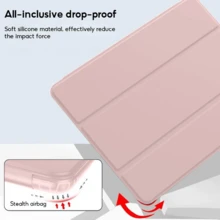 Solid Color Pink TPU Minimalist Shockproof Basic Pad Cases Three Fold Stand Protective Cover, Suitable For 10 Generation Protective Cover, A16 Case, Matte TPU Soft Shell Shockproof/Anti Drop/Simple/Casual/Hot Selling Folding Tablet Cover Tablet Protective Cover, Compatible With Air11 Protective Case, Suitable For 8th Generation 10.2-Inch And 9th Generation 10.2-Inch Tablet Protective Cases, Compatible With Pad 2 11 Inch Protective Cover Gift Office - Pink - View 8