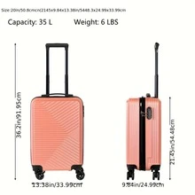 20-Inch ABS Hard-Shell Carry-On Luggage Case With Silent Rotating Wheels That Can Rotate 360°. The Seamless Pattern Is Durable And Resistant To Drops. The Best Choice For Business Trips Or Travels. Rose Gold. Luggage Suitcase Trolley Suitcase Suitcase Travel Luggage Suitcases Travel Luggage Suitcase Bag Large Capacity Luggage With Wheels Cruise Essentials Travel Essentials Holiday Essentials Vacation Essentials - Rose Gold - View 3