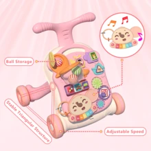 QDRAGON 3 In 1 Baby Walker And Activity Center For Baby Girl,Toddler, Learning To Walk, Sit To Stand, Early Learning Push Toys For Infant 6-12 Months Pink - hồng - Xem 7