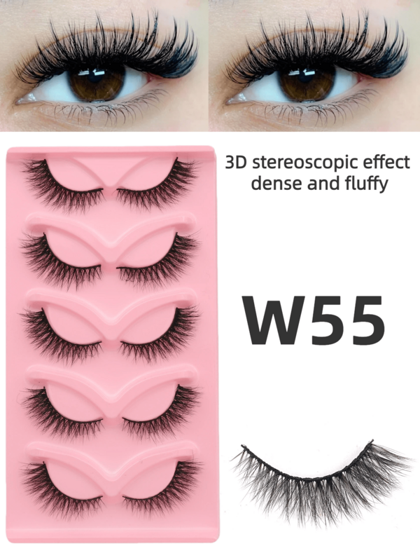 5 Pairs High-Rated Cat Eye False Eyelashes - Natural Fluffy, Dramatic Makeup, Super Thick D-Curl Lashes, 6-14mm Length - Handmade 3D Cat Eye Lashes, Create Theatrical Thick Effect, Easy To Use, Suitable For Beginners, Valentine's Day/Christmas Gift