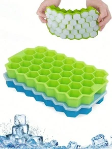 Bandeja de cubitos de hielo de silicona con tapa extraíble, cubitos de hielo apilables, adecuada para alimentos para bebés, cócteles y café, cubitos de hielo/recipiente de verano, se adapta al acero inoxidable, molde de cubitos de hielo de verano, utensilios de cocina - Multicolor - Ver 12