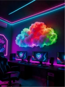 USB Cloud Lightning Lamp - Remote Voice Control LED DIY Ambient Light, Suitable For Gaming Room | Customizable Shape, Multi-Scene RGB Color Changing Decorative Light (Gaming Room/Holiday Decor/Room Decor/Advertisement Display) - White - View 6
