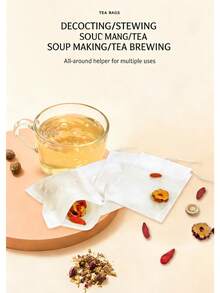 100PCS Disposable Non-Woven Tea Filter Bags 6*8cm Drawstring Tea Infuser Bags For Office Coffee Brewing Fruit Tea Steeping Herbal Tea Making Home Kitchen Daily Use Gift For Friends Colleagues Students Young Women - White - View 5