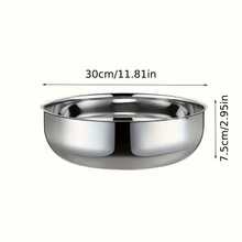 1pc Stainless Steel Kneading Bowl, Large Capacity & Deep, Multi-Functional Vegetable Washing Bowl & Soup Pot - Silver - View 4