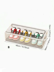 Caja de almacenamiento de zapatos rectangular transparente y plegable, adecuada para el almacenamiento de zapatos y ropa debajo de la cama, hecha de material de PVC transparente, no impermeable, de almacenamiento multifuncional, con soporte de marco de acero, con dos ventanas extraíbles, adecuada para zapatillas y tacones altos, organizador de almacenamiento decorativo para el espacio debajo de la cama - Multicolor - Ver 10