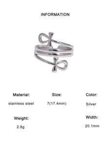 1枚时尚简约甜美百搭的高品质镀层不锈钢蝴蝶结几何开口戒指，适合女性日常、派对和约会佩戴。 - 彩色 - 查看 8