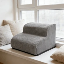 1pc Grey 2-Step Pet Stairs, High-Density Supportive Foam Dog Steps For Small Dogs & Cats, Non-Slip Bottom & Soft Knit Fabric, Ideal For Couch & Bed Access, S-Afe & Portable Pet Ramp For Senior & Puppy Use - Grey - View 10