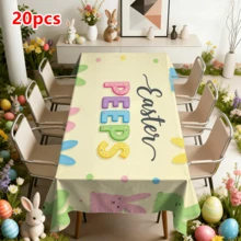 1/20pcs Easter Theme Tablecloth, Colorful Rabbit Pattern Printed Tablecloth, Cute Cartoon Style Suitable For Easter Celebration, Picnic, Home, Kitchen, Dining, Spring Decor, Easter Gift & Home Decoration - Multicolor - View 11