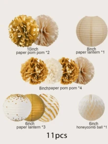 11 cái Hoa giấy & Bộ đèn lồng giấy - Nhiều màu - Xem 4