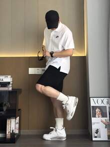 Nike Sportswear 纯色 Logo 休闲运动 Polo 衫，男款，白色 - 白色 - 查看 7