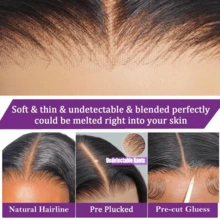 无胶水水波波头假发 5x5 高清预剪蕾丝前额闭合假发 易于佩戴 180% 密度 短波浪卷发 预先拔毛 预先漂白 耐热合成纤维 人发混纺假发 自然黑 8英寸-34英寸 - 自然色&黑色系 - 查看 4