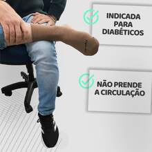 Kit 6 Pares Meias Sem Punho Macia Algodão Se adequa Indicada Diabéticos - Multicolorido - Visão 3