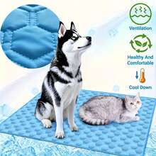 Plus Size Pet Cat Dog Cooling Mat | 5 Sizes Fit All | Breathable Mesh Fabric | Summer Pet Cooling Pad | Ice Silk Pet Cooling Mat | Suitable For Bed And Sofa Use - Blue - View 13