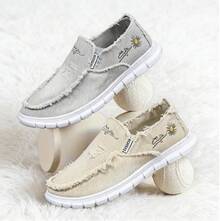 Four Seasons Slip-On Unisex Canvas Shoes Are Comfortable And Versatile With Low-Top Shoes With Soft SolesThe Size Runs Half A Size Larger. - 加厚升級米色 - 查看 4