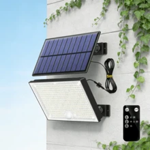 400 LED Luz de solar para exteriores, IP65 resistente al agua con control remoto y sensor de movimiento PIR, súper brillante reflector LED para jardín, patio y garaje - T-400 - Ver 1