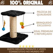 Arranhador Quadrado para Gatos com Duas Bolinhas e Poste Sisal - Azul - Visão 5