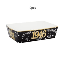 10个/60个复古30/40/50/60/70/80岁生日派对纸质食物托盘桌面装饰1946/1956/1966/1976/1986/1996，一次性零食、糖果、薯条、爆米花船形餐盘容器，适用于30/40/50/60/70/80岁生日周年纪念派对用品 - 彩色 - 查看 13