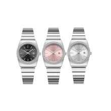 REBIRTH 1 件男女通用方形不锈钢表带简约石英表，适合日常佩戴 - 均碼 - 查看 12