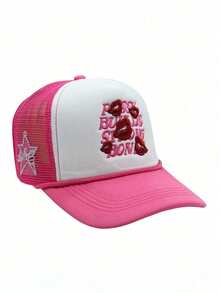 1 pieza Gorra de béisbol con cordón, bordado de labios y letras, ajustable, protección solar para exteriores, estilo casual adecuado para primavera, otoño, viajes, playa, estilo Y2K para jóvenes - gorra de béisbol - Ver 15