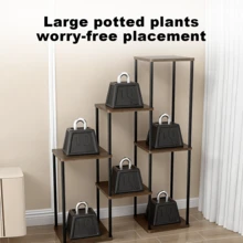 SAEIV 6-Tier Plant Stand, Flower Stand Ladder, 132 Cm High Metal And Wood Flower Bench, Plant Shelf, Plant Ladder, Suitable For Living Room, Balcony, Bedroom, Decorative Plant Ladder, Black - Giá để hoa 7 tầng - Xem 5