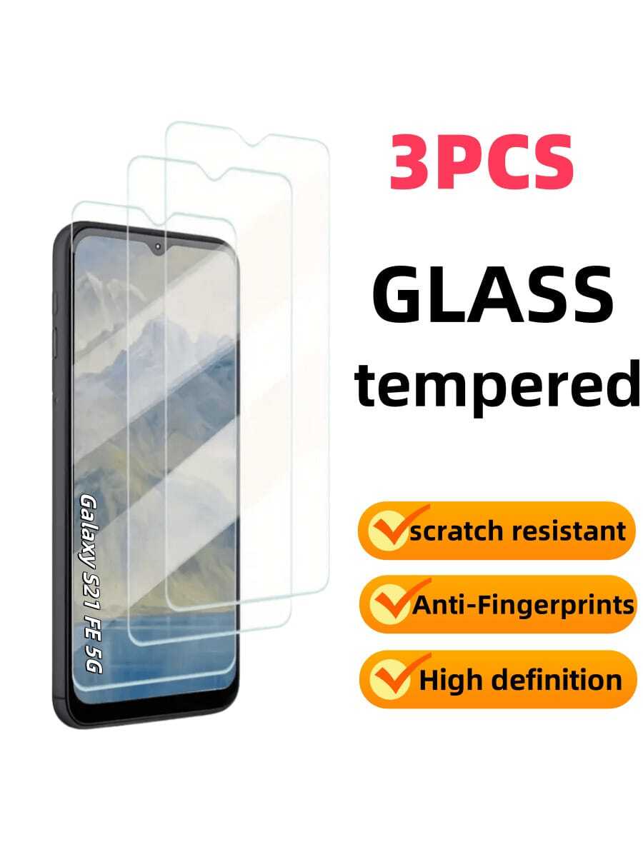 3片装手机保护膜，适用于三星Galaxy S24 FE/S21/S20 FE/A56/A36/A26/A06/A55/A35/A25/A15/A05/A5/A34/A14/A04/A73/A53/A33/A13/A03/A72/A52/A32/A12/A02/A71/A51/A21/A71等机型，可作为屏幕保护膜、全覆盖玻璃膜及其他类型的屏幕贴膜使用。具有防刮、防指纹、高清等特点。 - 無色 - 查看 1