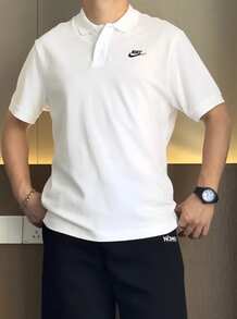 Nike Sportswear 纯色 Logo 休闲运动 Polo 衫，男款，白色 - 白色 - 查看 10
