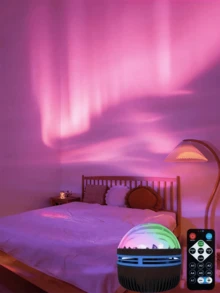 1pc Aurora Projector With LED Night Light, USB-Powered - Color-Changing, Romantic Starry Sky Projector Light, Ideal For Bedrooms, Modern Design, Remote-Controlled For Weddings And Unique Holiday Decorations. - Multi-color light - View 2