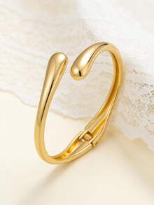 2pcs 18K Water Drop Bangle Bracelets, Suitable For Any Occasion - Gold + Silver - View 2