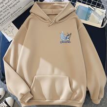 Butterfly Streetwear Kangaroo Hoodie Unisex Winter Jacket - Beige - View 2