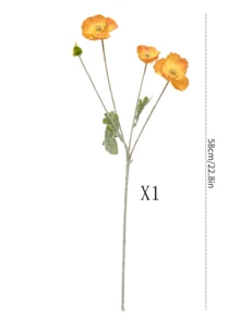 1/3/6支装仿真罂粟花，58厘米假花，适用于墙面、客厅、卧室、婚礼、派对装饰、桌面摆件、家居、书桌装饰、厨房、婚礼、餐桌、中心装饰、办公室、花园、户外、房屋、庭院装饰，春夏秋冬皆宜。 - 橘色 - 查看 10