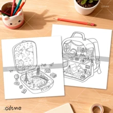 GDTME Upgraded "World In A Box" Coloring Book, 24 Pages Thick Paper, Size 7.87*7.87 Inches, Suitable For Beginners To Practice Painting, New Year Gift, Easter And Valentine's Day Gift, Adult Coloring Book, Gift For Good Friends, Office & School Supplies - Fantasy Little World - View 6