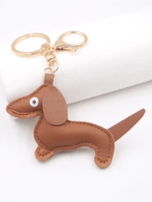 1pc Unisex New PU Leather Dachshund Keychain Minimalist Cute Sausage Dog Keyring Gift For Pet Lovers Bag Charm Purse Charm Purse Accessories Cute Girly Stuff Car Essentials Car Decoration Kawaii Vacation Essentials Bag Accessories - Multicolor - View 3