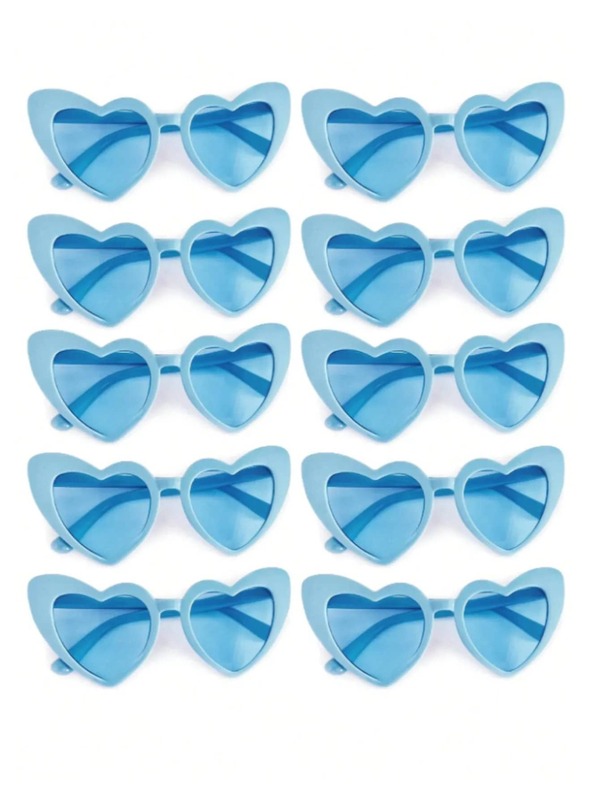 8/1 Pair Vibrant Blue Heart-Shaped Fashion Glasses, Cute Heart-Shaped Glasses Unisex, Interesting Heart-Shaped Decorative Glasses, Ideal For Weddings, Bachelorette Parties, And Bridal Gifts, Fashionable Wedding Theme Activities And Celebration Photo Props And Small Gifts
