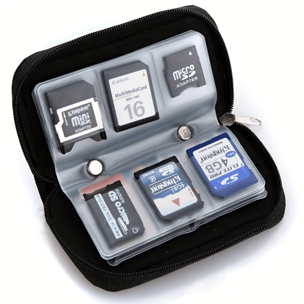 1 Piece PVC Multi-Functional Memory Card Holder For Camera Cards, CF Cards, And SD Cards.