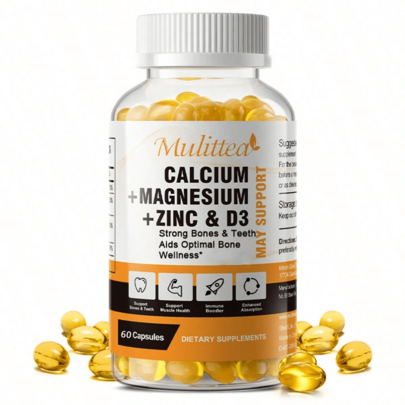 MULITTEA Calcium Magnesium Zinc Capsules Strong Bones &Teeth Nerve & Muscle Support 60pc deal from Shein