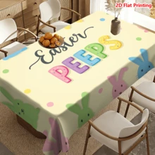 1/20pcs Easter Theme Tablecloth, Colorful Rabbit Pattern Printed Tablecloth, Cute Cartoon Style Suitable For Easter Celebration, Picnic, Home, Kitchen, Dining, Spring Decor, Easter Gift & Home Decoration - Multicolor - View 6