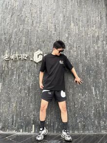 Nike Dri-FIT Logo Drawstring Quick-Dry Sports Casual Shorts For Men - Black - View 9