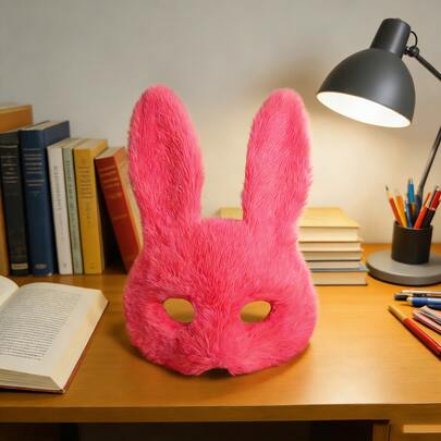 1 Peça Máscara de Coelho de Pele para Carnaval de Halloween, Festival de Música, Festa de Páscoa, Fantasia e Cosplay