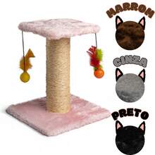 Arranhador Quadrado para Gatos com Duas Bolinhas e Poste Sisal - Rosa - Visão 2