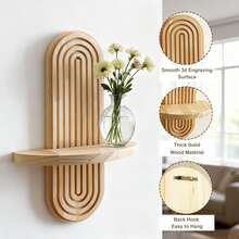 Boho Shelf Wall Decor Wooden Hanging Shelf Candle Holder For Living Room Bedroom Mid Century Modern Wall Decor - nhật ký - Xem 2