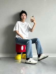Nike Sportswear 宽松圆领短袖T恤，带Logo，女款，白色 - 黑色 - 查看 6